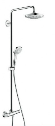 Душевая стойка, Hansgrohe, Croma Select E, смеситель-есть, тип открывания воды-двухвентильный, тип регулирования воды-термостатический картридж, верхний душ-есть, форма верхнего душа-квадратная, размер верхнего душа-180, держатель верхнего душа-есть, выно
