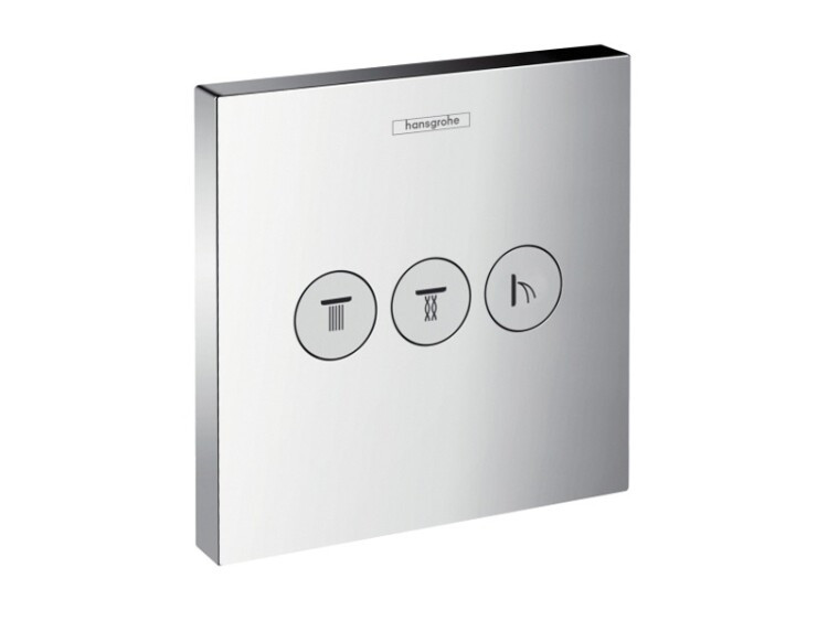 Вентиль, Hansgrohe, ShowerSelect, тип вентиля-запорный/переключающий, тип установки-настенный встраиваемый, внутренняя часть-необходимо заказать, цвет-хром, на 3 потребителя