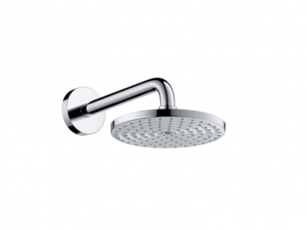 Верхний душ, Hansgrohe, Raindance S, тип установки-настенный, ширина, мм-180, глубина, мм-180, высота, мм-102, форма-круглая, количество режимов-1, тип струи-Rain, держатель-есть, размер держателя-240, цвет-хром
