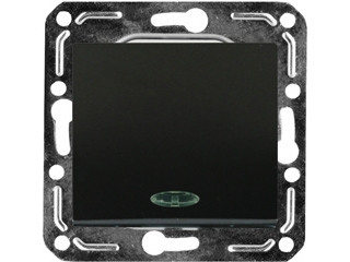 Выключатель одноклавишный с индикатором (черный) Volsten Magenta V01-14-V12-M (10005)