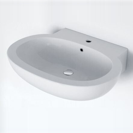 Раковина, CIELO, Easy Bath, ширина, мм-650, глубина, мм-520, высота, мм-175, тип установки-подвесной, отверстия для смесителя-одно, перелив-есть, тип перелива-открытый, материал-керамика, крепеж-необходимо заказать, цвет-белый