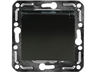 Розетка одноместная с заземлением и крышкой (черный) Volsten Magenta V01-14-R18-M (10000)