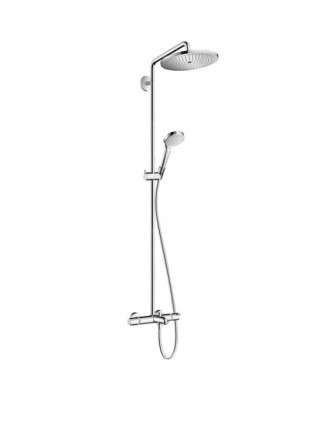 Душевая стойка, Hansgrohe, Croma Select S, тип регулирования воды-термостатический картридж, излив-есть, вынос излива, мм-186, верхний душ-есть, форма верхнего душа-круглая, размер верхнего душа-280, количество режимов верхнего душа-1, тип струи верхнего