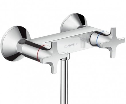 Смеситель для душа, Hansgrohe, Logis Classic, тип открывания воды-двухвентильный, тип регулирования воды-керамический вентиль, тип установки-настенный, отверстия для монтажа-2, комплектация-с шумопоглотителем, цвет-хром
