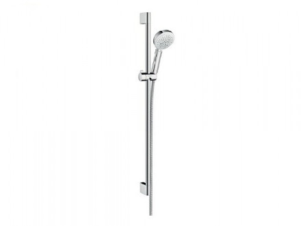 Душевой гарнитур, Hansgrohe, Crometta 100 Vario 0,90 м, размер штанги, мм-900, размер шланга, мм-1600, диаметр ручного душа, мм-100, количество режимов-4, тип струи-Rain, Normal, Shampoo, Massage, цвет-белый/хром