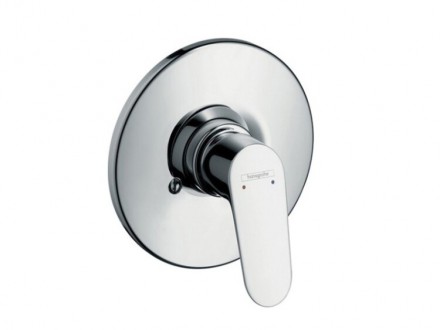Смеситель для душа, Hansgrohe, Focus, тип открывания воды-однорычажный, тип регулирования воды-керамический картридж, тип установки-встраиваемый, отверстия для монтажа-1, внутренняя часть-необходимо заказать, цвет-хром