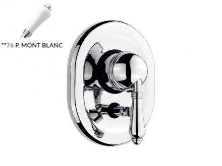 Смеситель для душа, Nicolazzi, P.Mont Blanc, тип открывания воды-однорычажный, тип установки-встраиваемый, вид ручки-76 P.Mont Blanc, внутренняя часть-необходимо заказать, цвет-Chrome, с переключателем