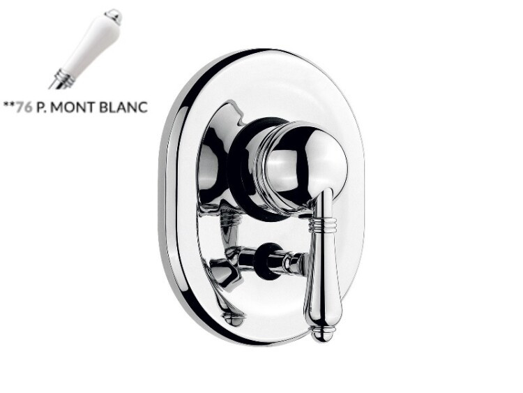 Смеситель для душа, Nicolazzi, P.Mont Blanc, тип открывания воды-однорычажный, тип установки-встраиваемый, вид ручки-76 P.Mont Blanc, внутренняя часть-необходимо заказать, цвет-Chrome, с переключателем