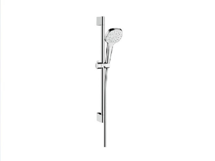 Душевой гарнитур, Hansgrohe, Croma Select E, размер штанги, мм-650, размер шланга, мм-1600, диаметр ручного душа, мм-110, количество режимов-1, тип струи-Rain, комплектация-упорный подшипник, предотвращающий перекручивание душевого шланга, хромированные н