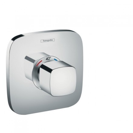 Смеситель для душа, Hansgrohe, Ecostat E, тип регулирования воды-термостатический картридж, тип установки-встраиваемый, комплектация-розетка, рукоятка, гильза, функциональный блок, внутренняя часть-необходимо заказать, цвет-хром, регулируемое ограничение