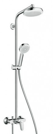 Душевая стойка, Hansgrohe, Crometta, смеситель-есть, тип открывания воды-однорычажный, тип регулирования воды-керамический картридж, верхний душ-есть, форма верхнего душа-круглая, размер верхнего душа-160, держатель верхнего душа-есть, вынос, мм-350, коли