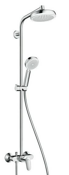 Душевая стойка, Hansgrohe, Crometta, смеситель-есть, тип открывания воды-однорычажный, тип регулирования воды-керамический картридж, верхний душ-есть, форма верхнего душа-круглая, размер верхнего душа-160, держатель верхнего душа-есть, вынос, мм-350, коли